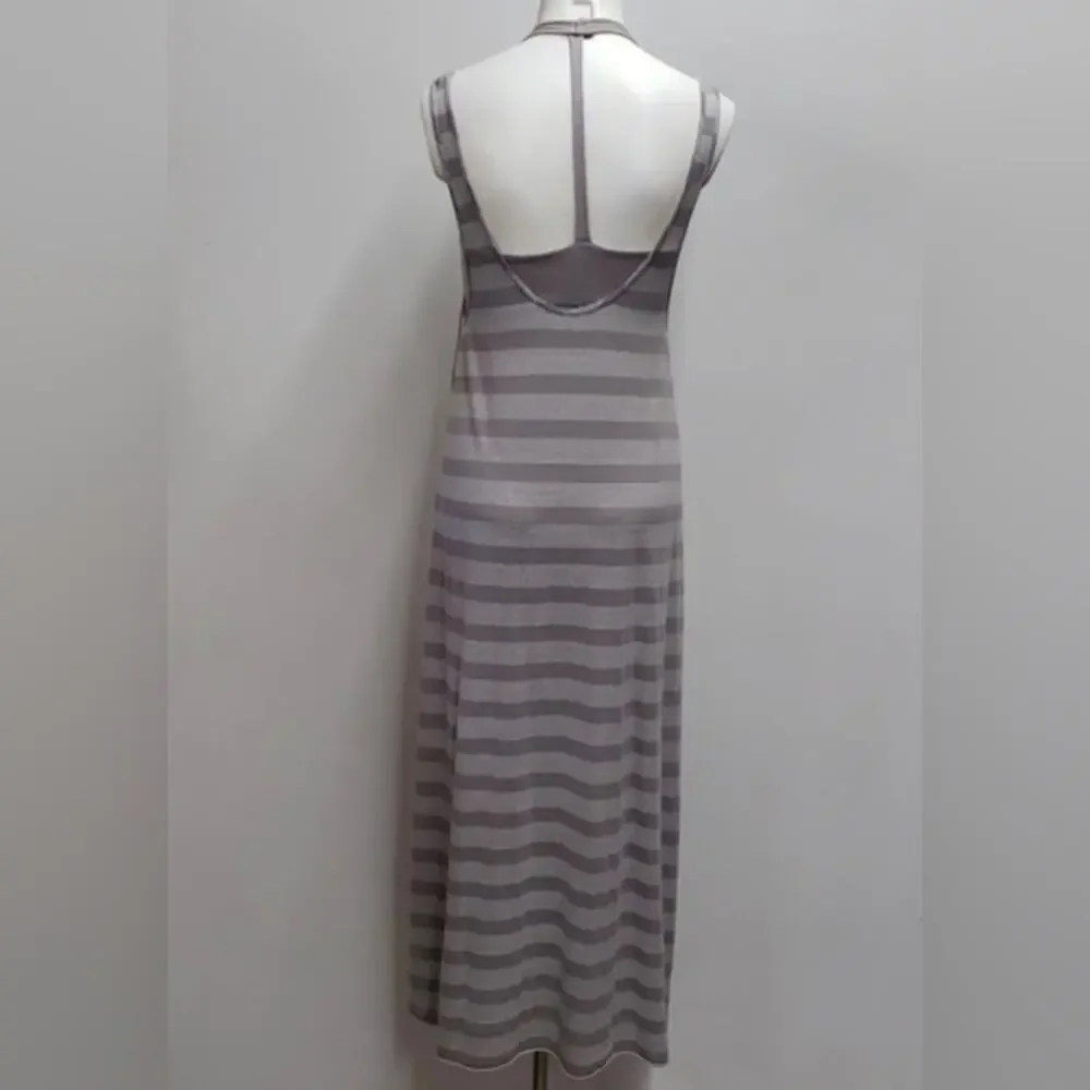 Free People Beach Striped Maxi Dress Striped Halter Attached Bra Women's XS